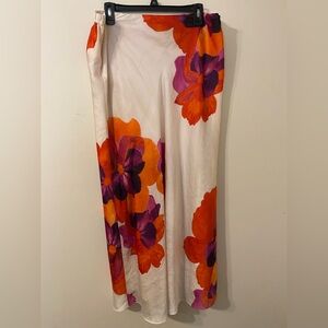 NWT New York &‎ Company White Pink Orchid Floral Lined Max Dress Size XL